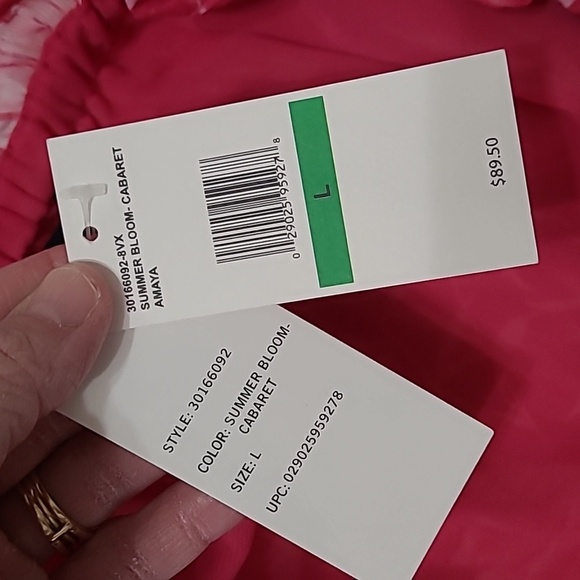 NWT Jessica Simpson Pink Tropical Print Ruffled Off the Shoulder Dress sizeLarge - Picture 5 of 8